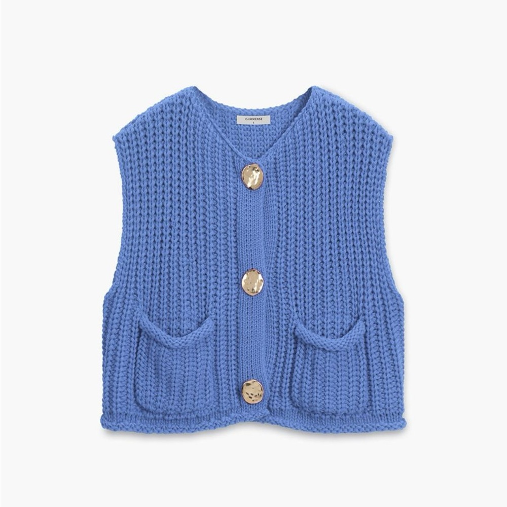 Blue Crochet Sweater Vest